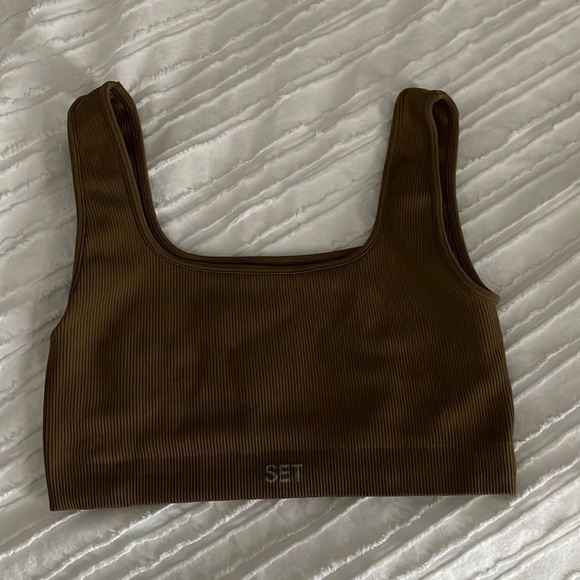 SET Active Brown Ribbed Tank Top - Picture 2 of 3